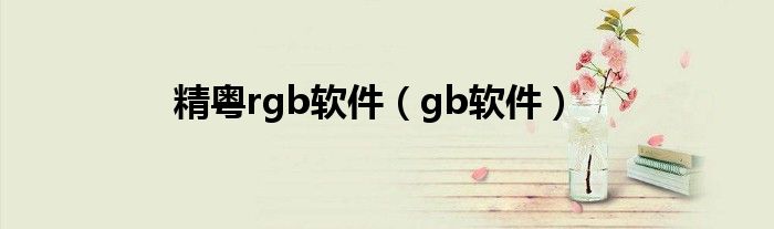  精粤rgb软件（gb软件）