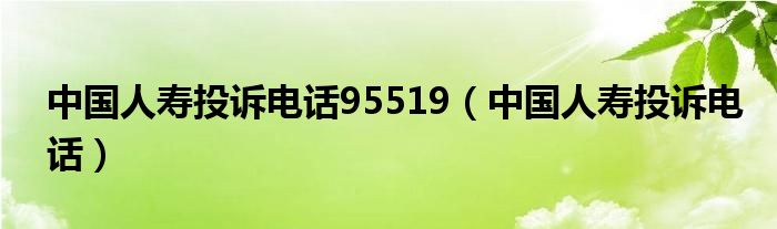  中国人寿投诉电话95519（中国人寿投诉电话）