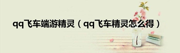  qq飞车端游精灵（qq飞车精灵怎么得）