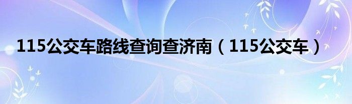  115公交车路线查询查济南（115公交车）