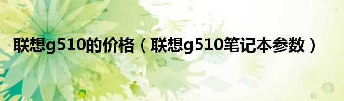  联想g510的价格（联想g510笔记本参数）