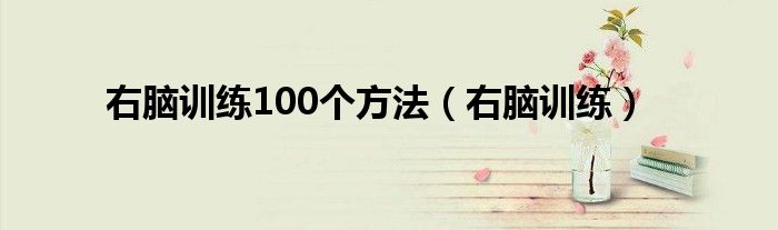  右脑训练100个方法（右脑训练）