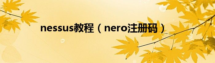  nessus教程（nero注册码）