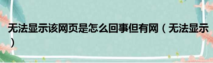 无法显示该网页是怎么回事但有网（无法显示）