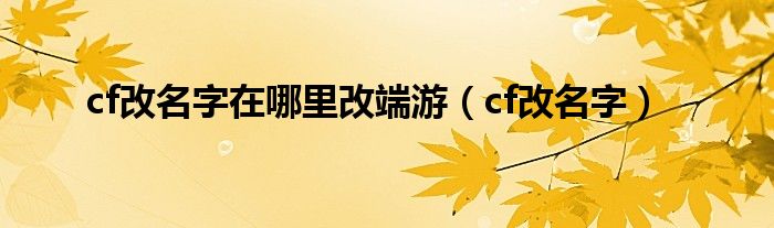  cf改名字在哪里改端游（cf改名字）