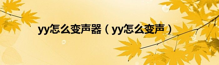  yy怎么变声器（yy怎么变声）