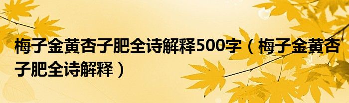  梅子金黄杏子肥全诗解释500字（梅子金黄杏子肥全诗解释）