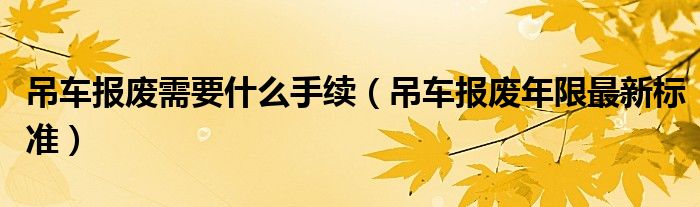  吊车报废需要什么手续（吊车报废年限最新标准）