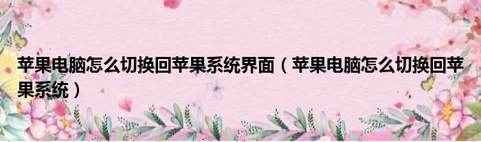 苹果电脑怎么切换回苹果系统界面（苹果电脑怎么切换回苹果系统）