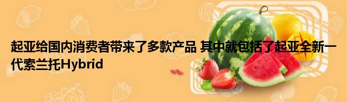 起亚给国内消费者带来了多款产品 其中就包括了起亚全新一代索兰托Hybrid