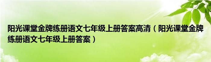  阳光课堂金牌练册语文七年级上册答案高清（阳光课堂金牌练册语文七年级上册答案）