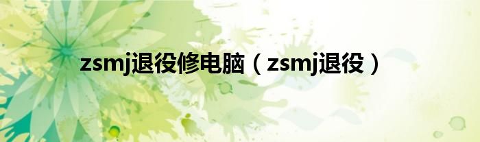  zsmj退役修电脑（zsmj退役）