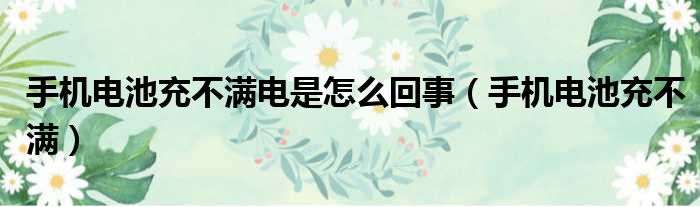 手机电池充不满电是怎么回事（手机电池充不满）