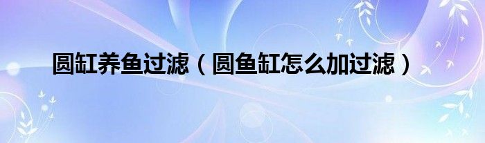  圆缸养鱼过滤（圆鱼缸怎么加过滤）