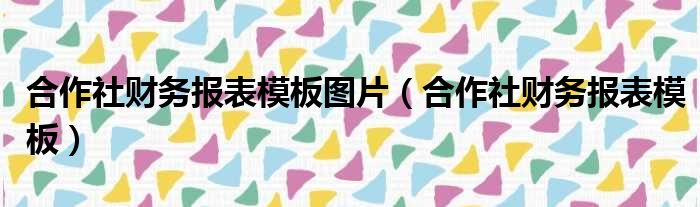 合作社财务报表模板图片（合作社财务报表模板）