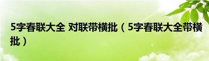  5字春联大全 对联带横批（5字春联大全带横批）