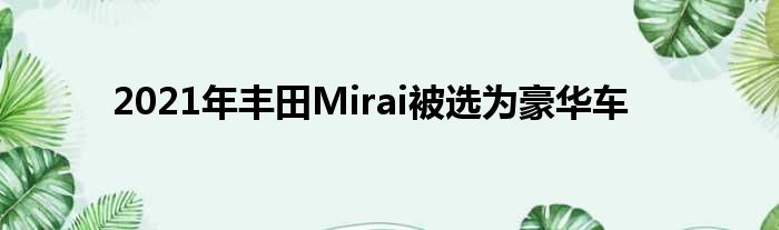 2021年丰田Mirai被选为豪华车