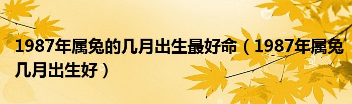  1987年属兔的几月出生最好命（1987年属兔几月出生好）