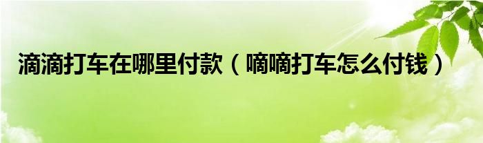  滴滴打车在哪里付款（嘀嘀打车怎么付钱）