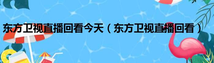 东方卫视直播回看今天（东方卫视直播回看）