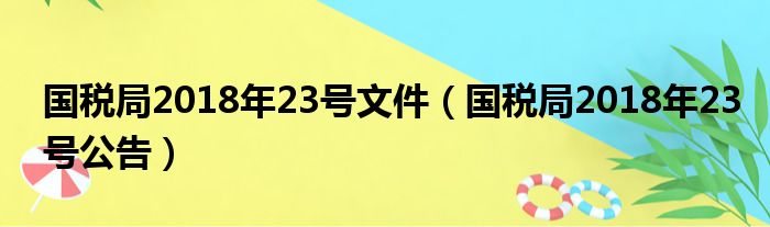 国税局2018年23号文件（国税局2018年23号公告）