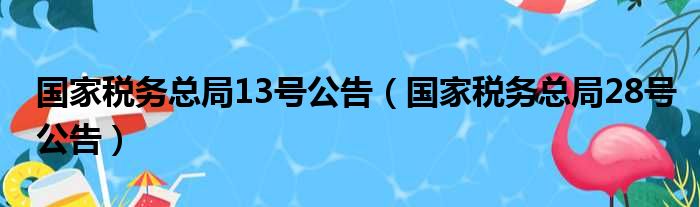 国家税务总局13号公告（国家税务总局28号公告）