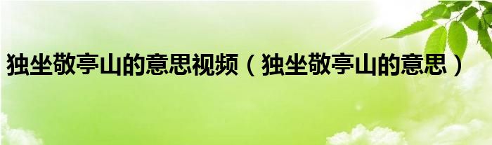  独坐敬亭山的意思视频（独坐敬亭山的意思）