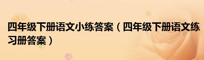  四年级下册语文小练答案（四年级下册语文练习册答案）