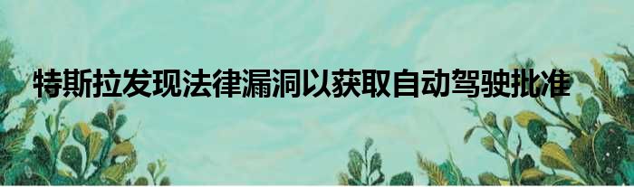 特斯拉发现法律漏洞以获取自动驾驶批准