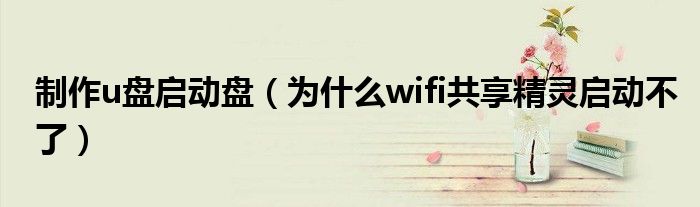  制作u盘启动盘（为什么wifi共享精灵启动不了）