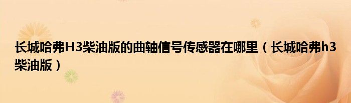  长城哈弗H3柴油版的曲轴信号传感器在哪里（长城哈弗h3柴油版）