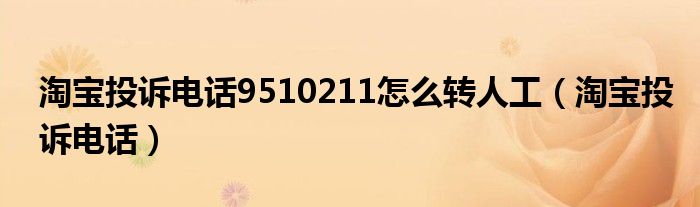  淘宝投诉电话9510211怎么转人工（淘宝投诉电话）