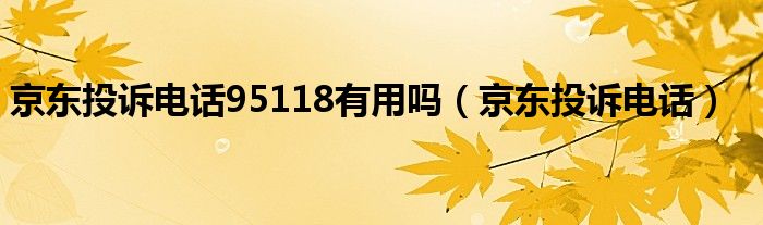  京东投诉电话95118有用吗（京东投诉电话）