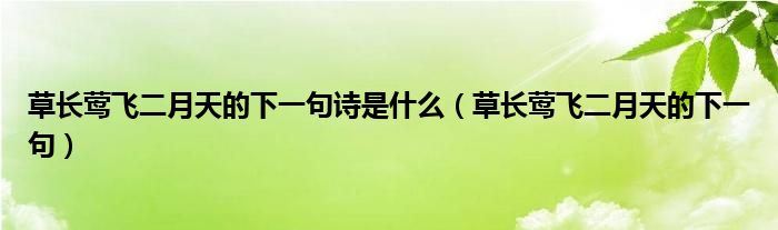  草长莺飞二月天的下一句诗是什么（草长莺飞二月天的下一句）