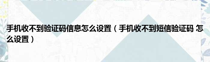 手机收不到验证码信息怎么设置（手机收不到短信验证码 怎么设置）