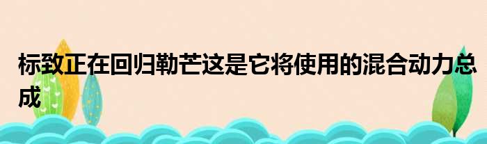 标致正在回归勒芒这是它将使用的混合动力总成