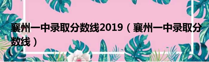 襄州一中录取分数线2019（襄州一中录取分数线）