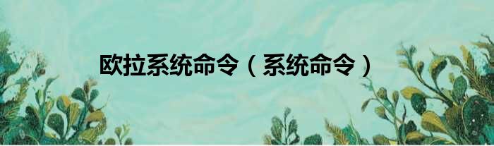 欧拉系统命令（系统命令）