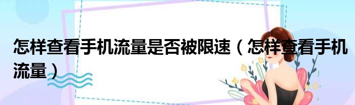 怎样查看手机流量是否被限速（怎样查看手机流量）