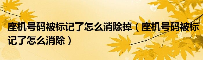  座机号码被标记了怎么消除掉（座机号码被标记了怎么消除）