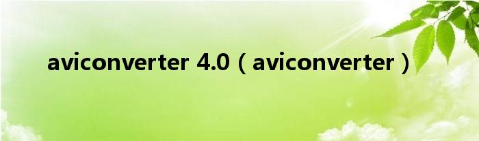  aviconverter 4.0（aviconverter）