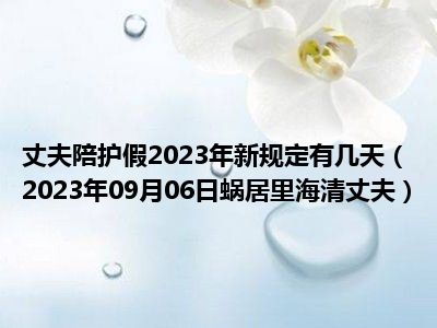 丈夫陪护假2023年新规定有几天（2023年09月06日蜗居里海清丈夫）