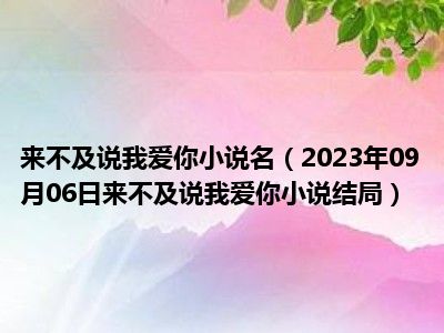 来不及说我爱你小说名（2023年09月06日来不及说我爱你小说结局）