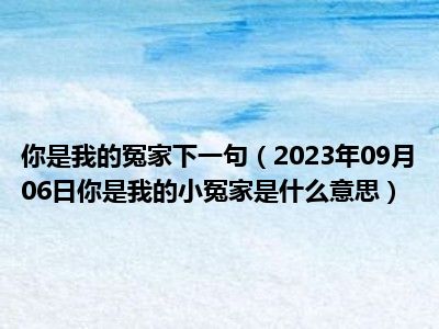 你是我的冤家下一句（2023年09月06日你是我的小冤家是什么意思）