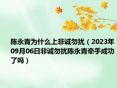 陈永青为什么上非诚勿扰（2023年09月06日非诚勿扰陈永青牵手成功了吗）