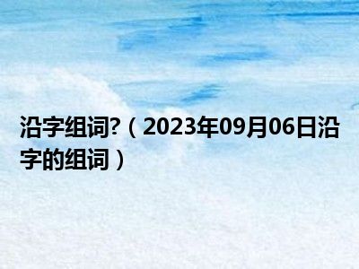 沿字组词 （2023年09月06日沿字的组词）