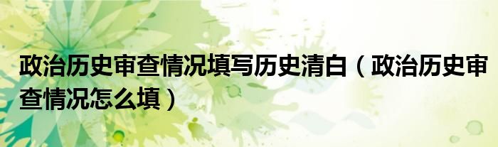  政治历史审查情况填写历史清白（政治历史审查情况怎么填）