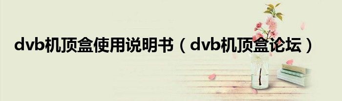  dvb机顶盒使用说明书（dvb机顶盒论坛）