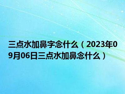 三点水加鼻字念什么（2023年09月06日三点水加鼻念什么）