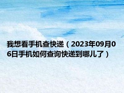 我想看手机查快递（2023年09月06日手机如何查询快递到哪儿了）